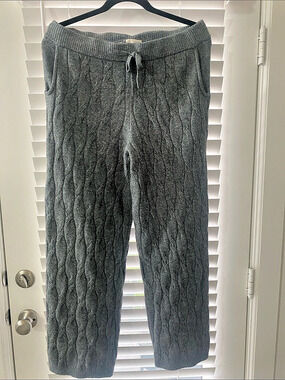 Universal Thread Cozy Knit Cable Knit Pull-On Pants Joggers Gray Medium